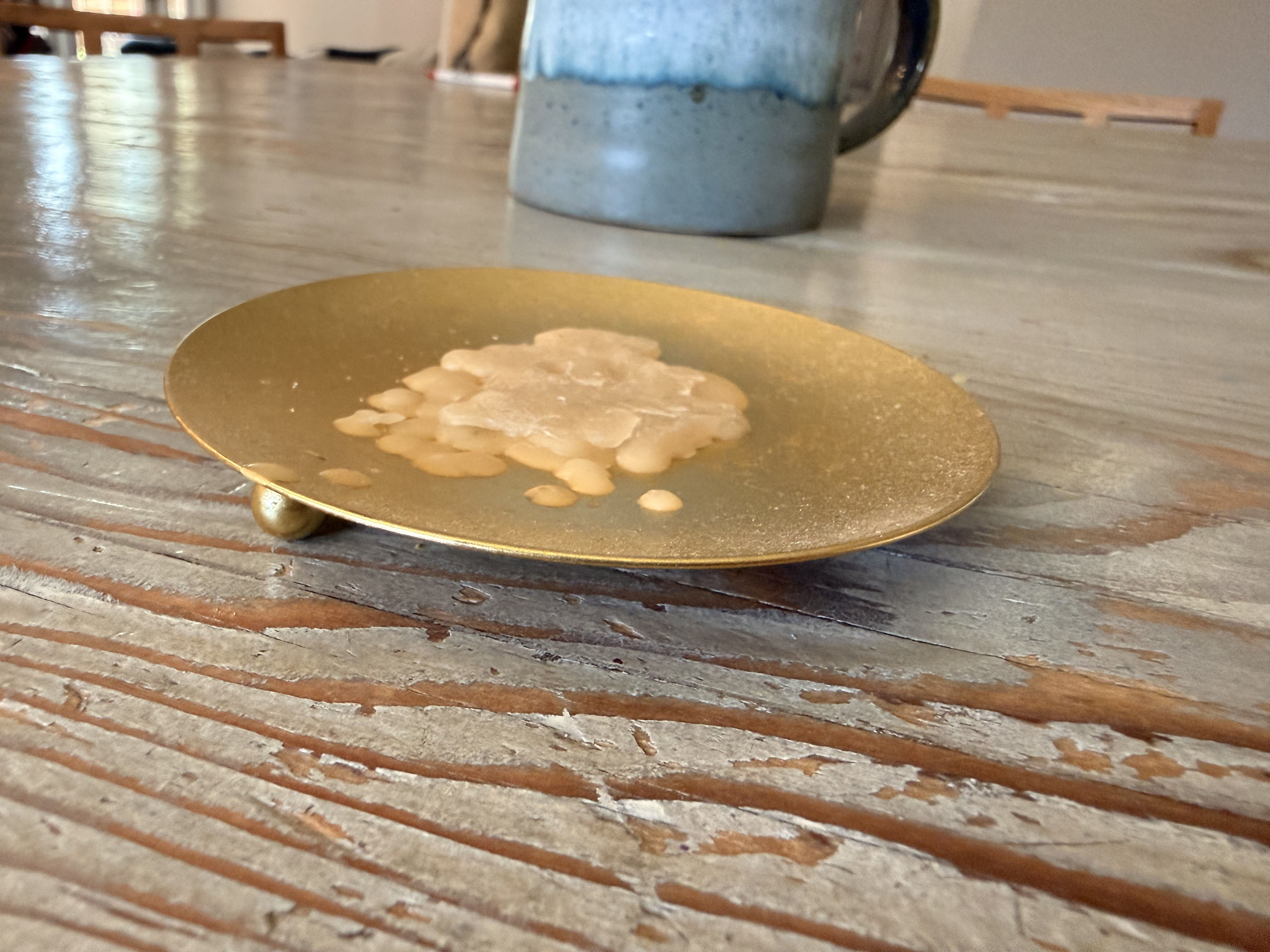 Gold metal trinket dish original photo
